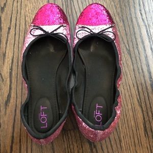 Ann Taylor Loft Pink Sequin Shiny Flats